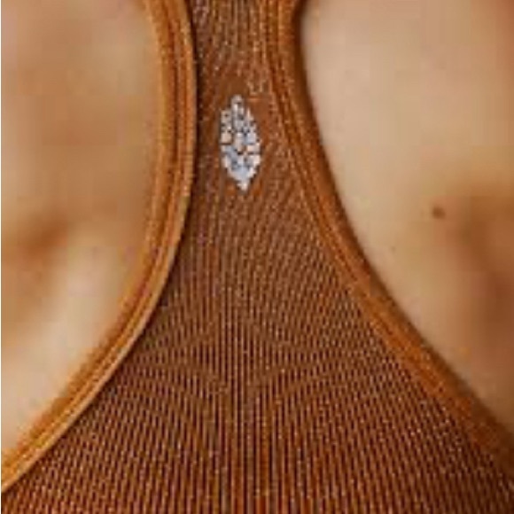 Free People Happiness Runs Lurex sweetheart Crop Tank Kona XS/S NWOT - Picture 4 of 4